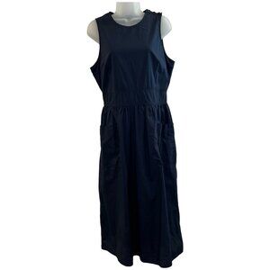 J. Crew Navy Sleeveless Blue Apron Midi Dress Size 10 Tall